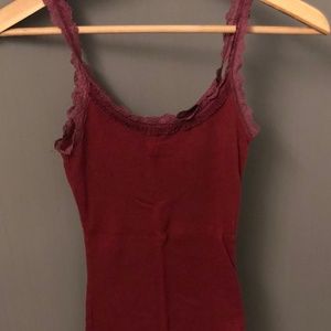 Burgundy Abercrombie & Fitch Lace Tank